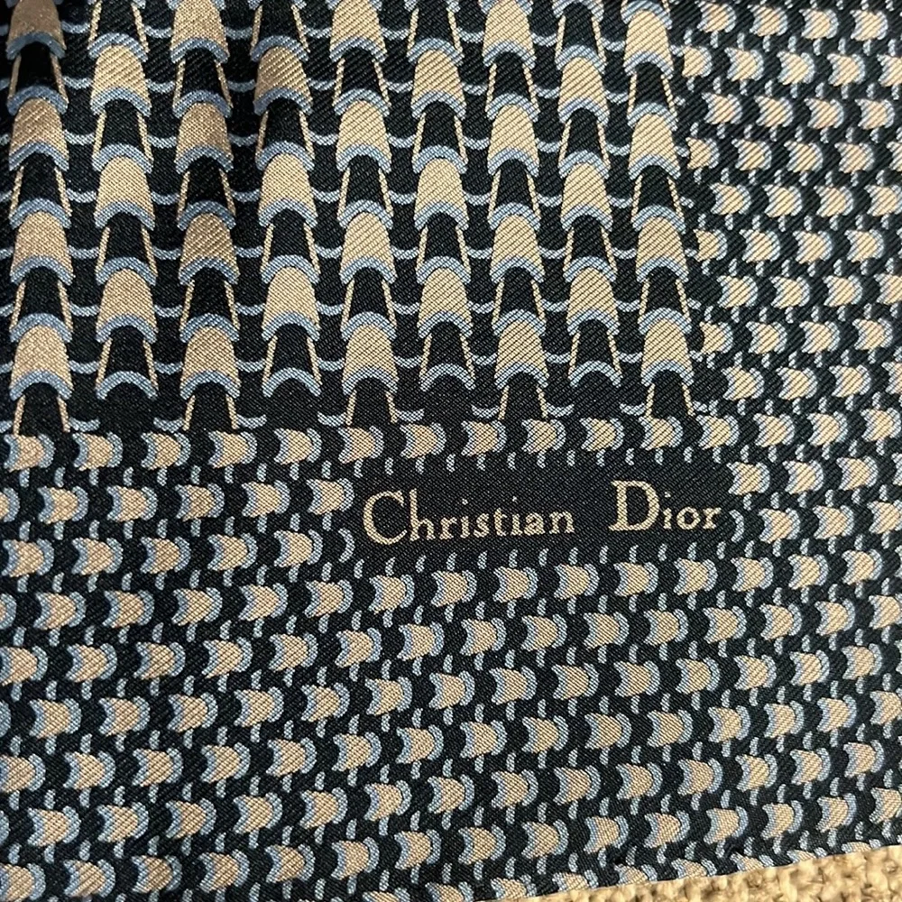 Authentic Christian Dior scarf handkerchief blue
